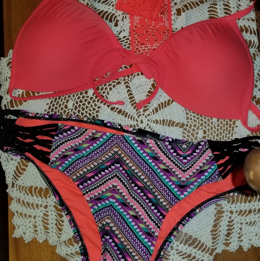 Colorful Bikini Mixed 2pc With Aerie Top Size M